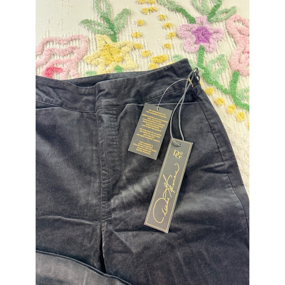DG2 Diane Gilman Black Velvet Moleskin Wide Leg Trousers Pants‎ Size 8 NWT - Picture 7 of 7